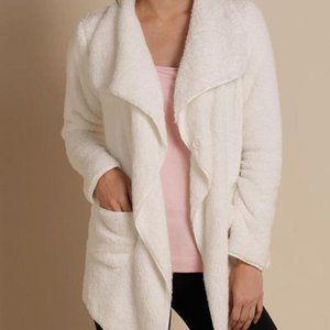 Soft Surroundings White Faux Fur Jacket, Size M. N
